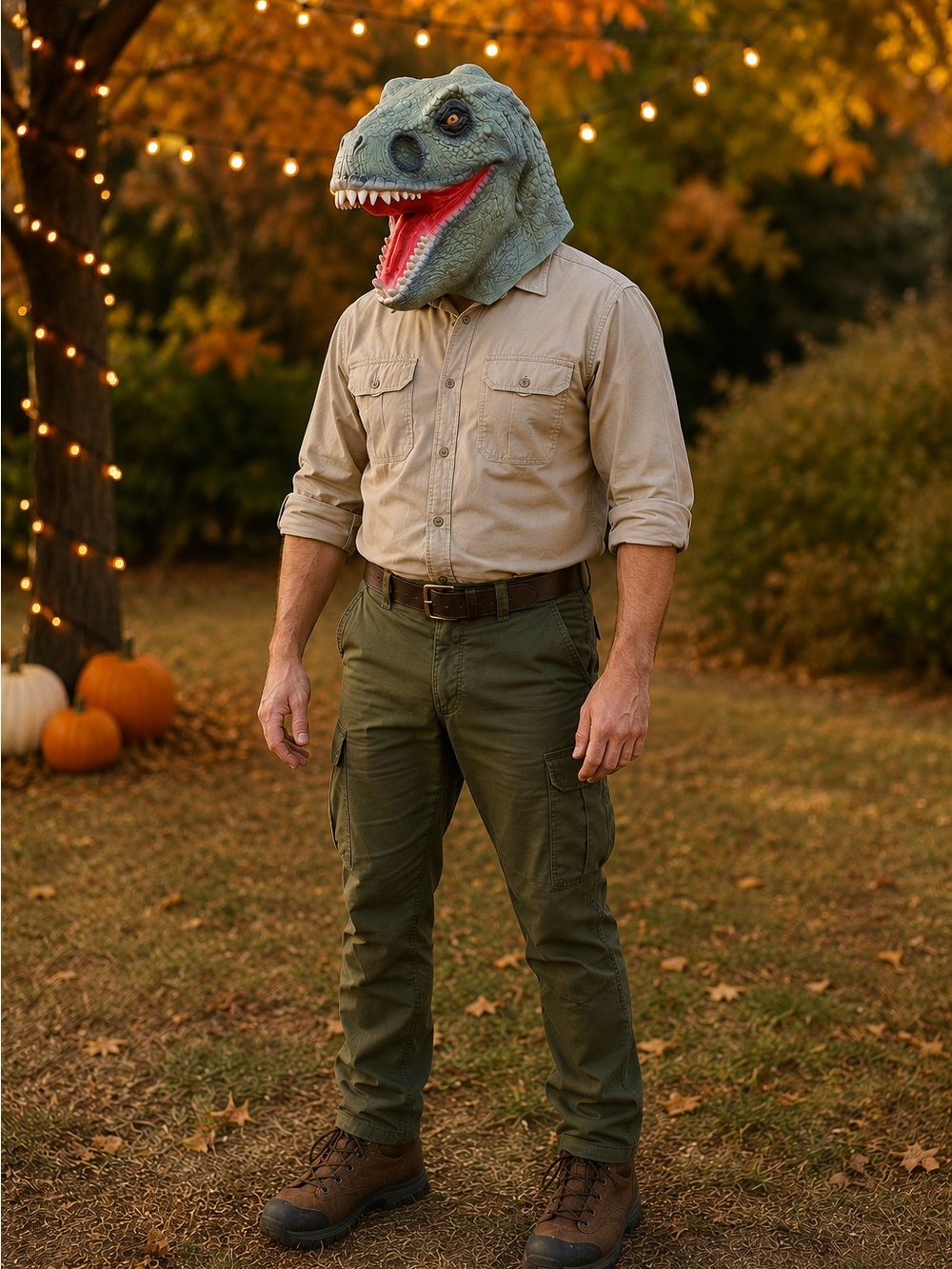 Realistic T-Rex Dinosaur Full-Head Halloween Mask Adult One Size